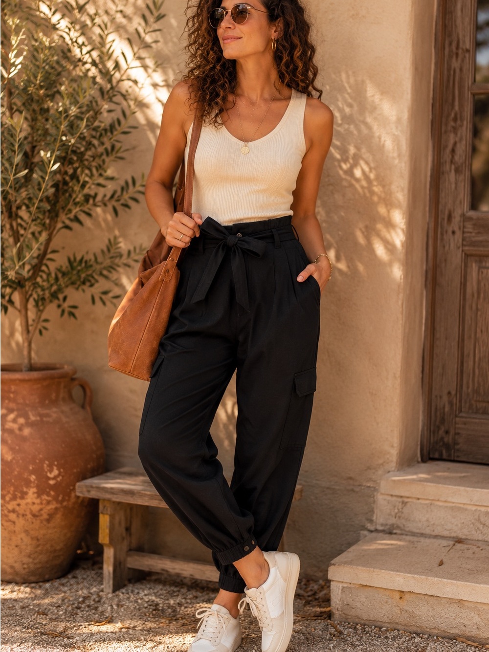 Utility Cargo Joggers • Banana Republic • Black Tie Waist • Chic Travel Pants 2